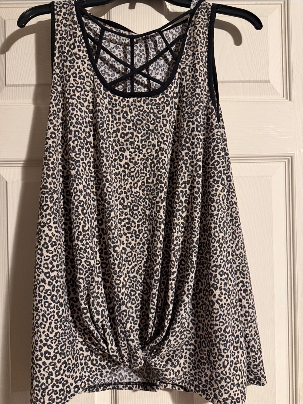Lily Leopard Print Tank with Strappy Back - Black & Cream